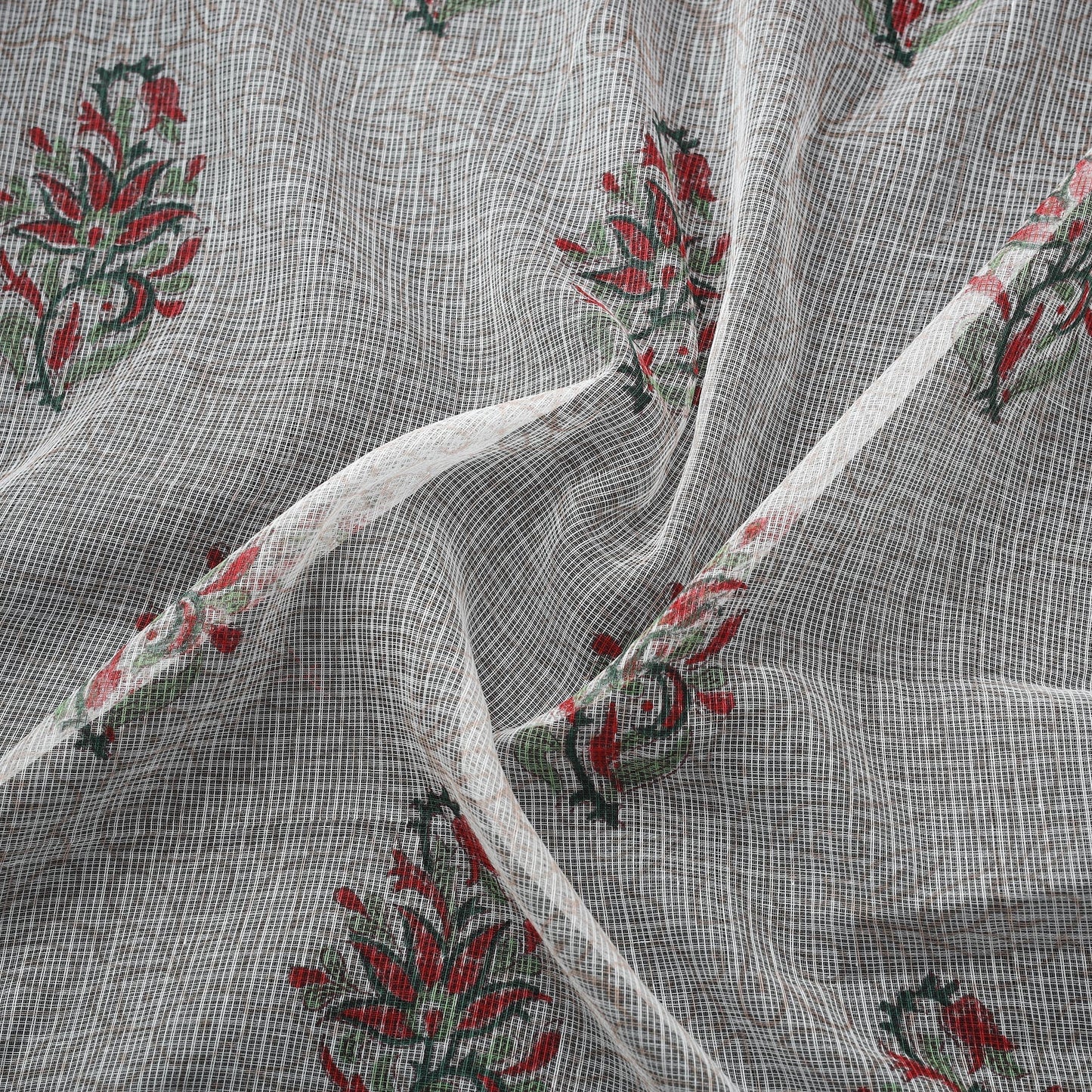 Kota doria cotton hand block sanganeri print fabric 03