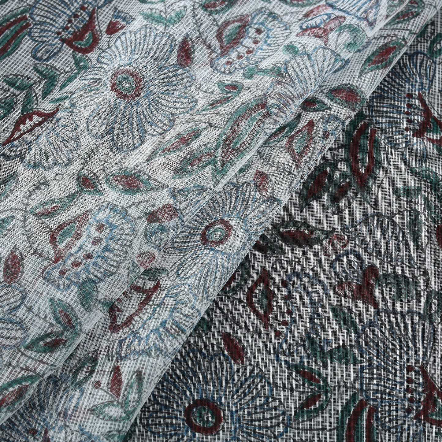 Kota doria cotton hand block sanganeri print fabric 05