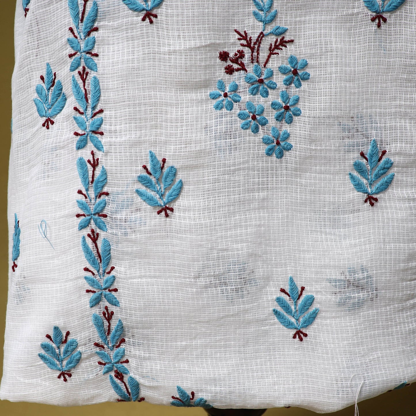 White - kota doria cotton lucknow chikankari 2pc unstitched