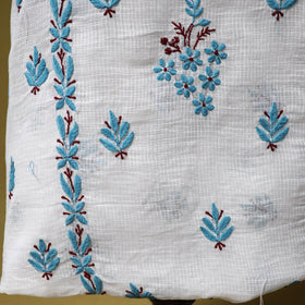 White - kota doria cotton lucknow chikankari 2pc unstitched