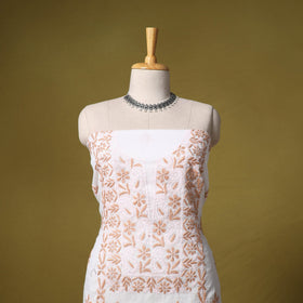 White - kota doria cotton lucknow chikankari 2pc unstitched