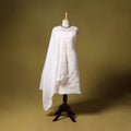 White - kota doria cotton lucknow chikankari 2pc unstitched
