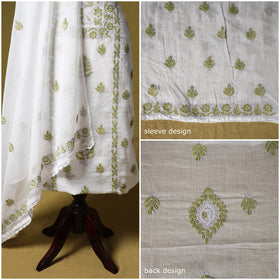White - kota doria cotton lucknow chikankari 2pc unstitched