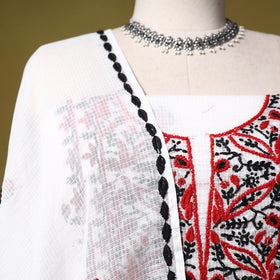 White - kota doria cotton lucknow chikankari 2pc unstitched