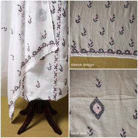 White - kota doria cotton lucknow chikankari 2pc unstitched