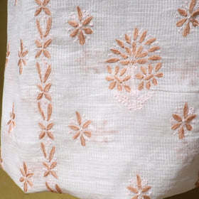 White - kota doria cotton lucknow chikankari 2pc unstitched
