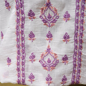 White - kota doria cotton lucknow chikankari 2pc unstitched