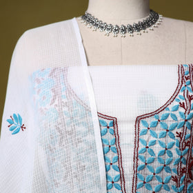 White - kota doria cotton lucknow chikankari 2pc unstitched