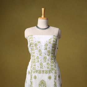 White - kota doria cotton lucknow chikankari 2pc unstitched