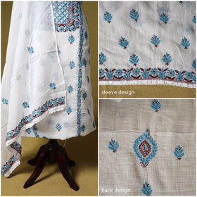 White - kota doria cotton lucknow chikankari 2pc unstitched