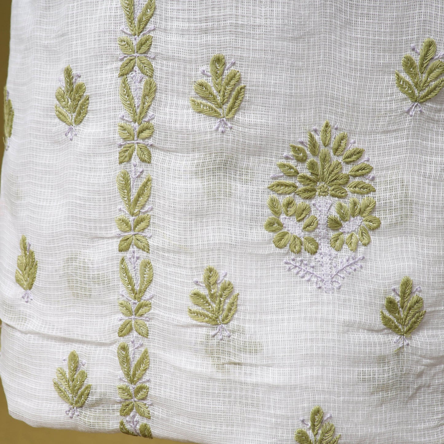 White - kota doria cotton lucknow chikankari 2pc unstitched