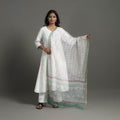 White - kota doria cotton sanganeri dupatta 58 - handcrafted