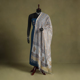 White - kota doria cotton sanganeri floral dupatta 33