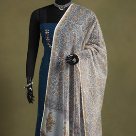 White - kota doria cotton sanganeri floral dupatta 33