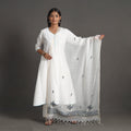 White - kota doria silk cotton kashida embroidery dupatta
