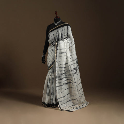 White - kota doria silk tie-dye shibori saree 06