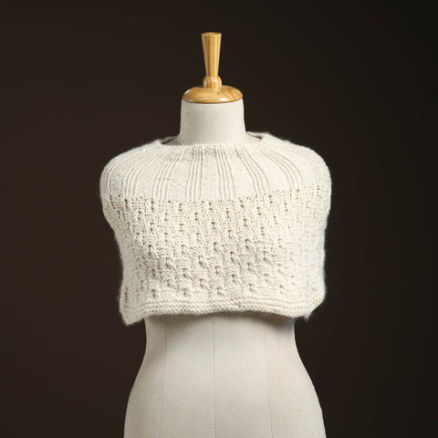 White - kullu karishma hand knitted merino wool neck warmer
