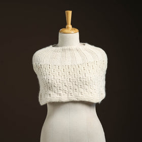 White - kullu karishma hand knitted merino wool neck warmer