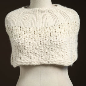 White - kullu karishma hand knitted merino wool neck warmer