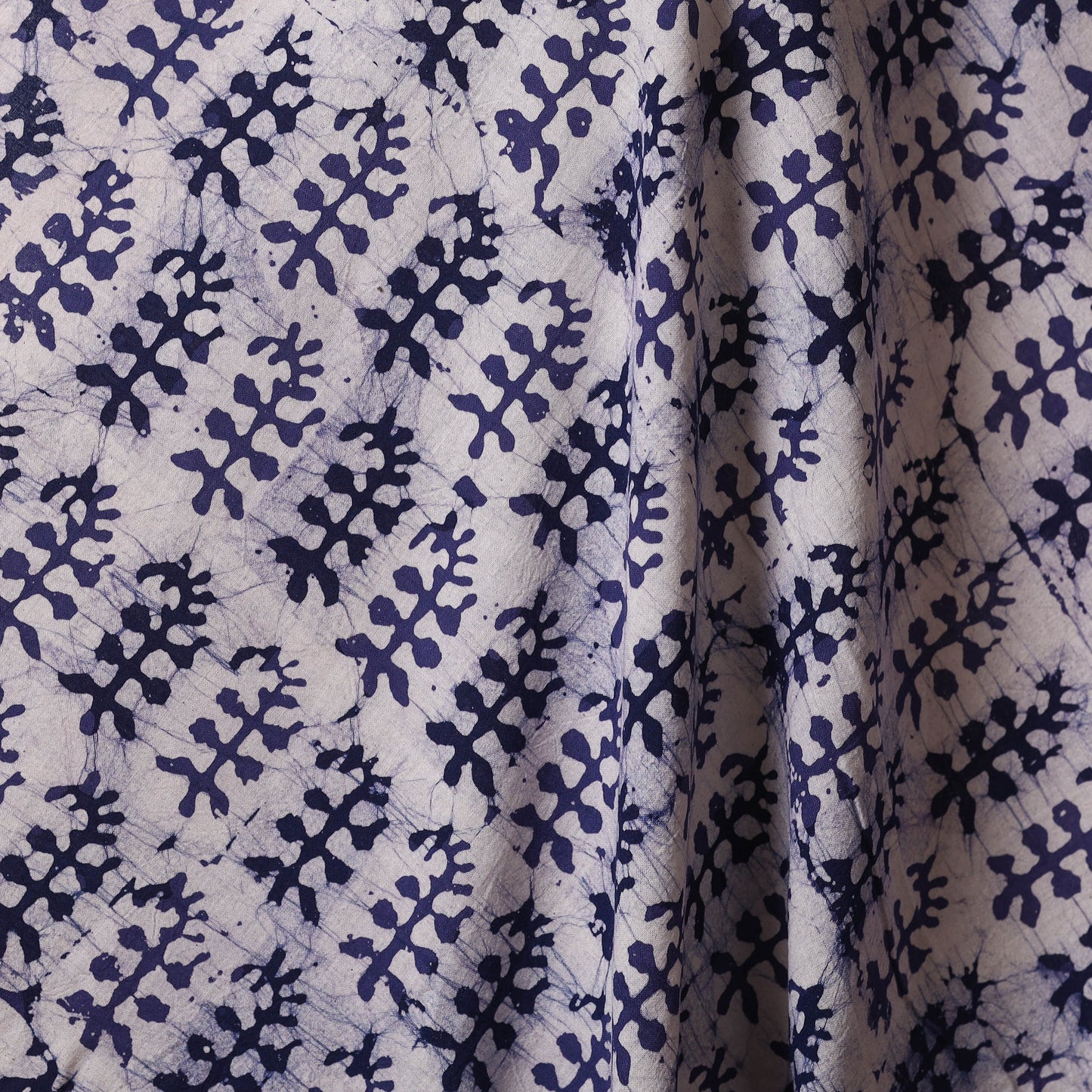 White - kutch batik cotton fabric 27 - handcrafted