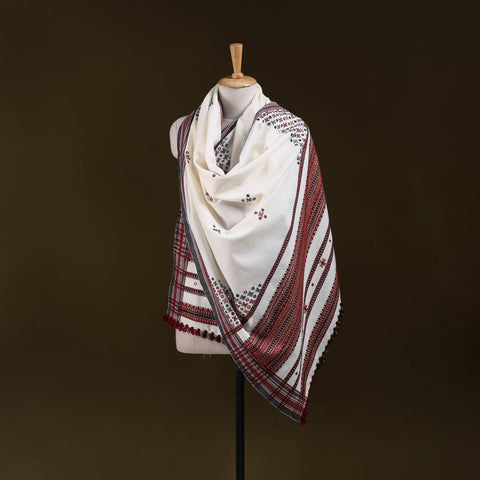 White - kutch bhujodi handwoven mirror work acrylic wool