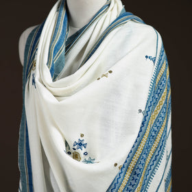 Kutch bhujodi handwoven mirror work acrylic wool shawl 37