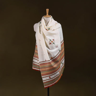 Kutch bhujodi handwoven mirror work acrylic wool shawl 47