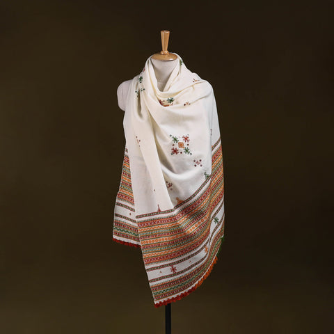 Kutch bhujodi handwoven mirror work acrylic wool shawl 47