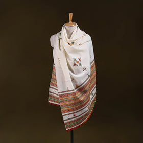 Kutch bhujodi handwoven mirror work acrylic wool shawl 47