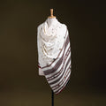 White - kutch bhujodi handwoven mirror work woollen shawl