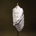 White - kutch bhujodi handwoven mirror work woollen shawl