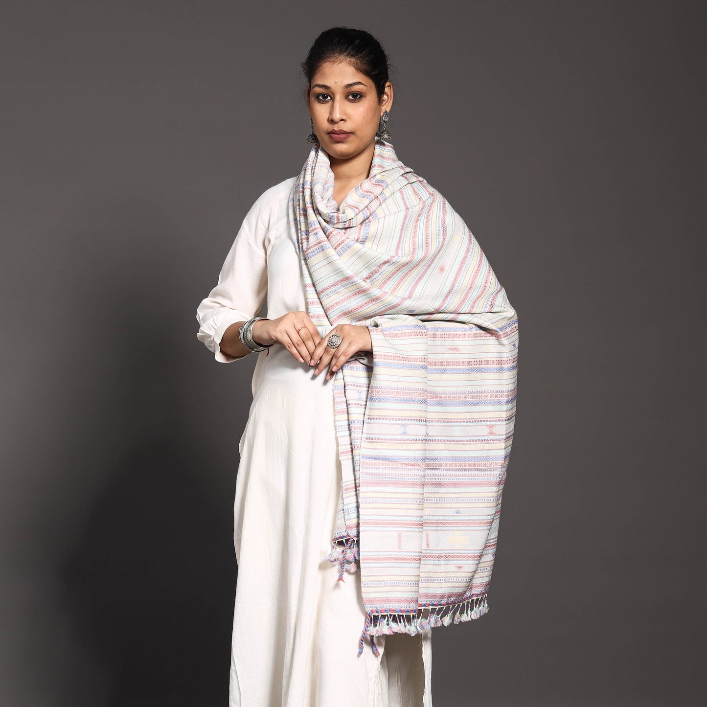  Kutchi Traditional Embroidered Handwoven Fine Woolen Shawl 