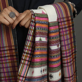  White Kutch Bhujodi Weaving Handloom Woolen Shawl