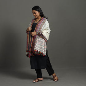  White Kutch Bhujodi Weaving Handloom Woolen Shawl