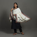 White Kutch Bhujodi Weaving Mirror Work Handloom Woolen Shawl
