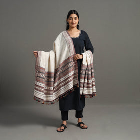  Kutch Embroidery Handwoven Silk x Woolen Dhabla Shawl