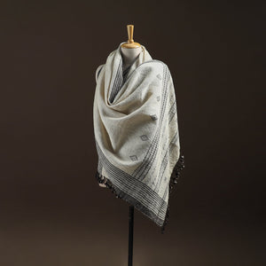 White - kutch handspun handwoven desi wool shawl 21