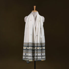 White - kutch handwoven acrylic wool shawl 154 - handcrafted