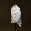 White - kutch handwoven acrylic wool shawl 155 - handcrafted