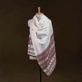 White - kutch bhujodi handwoven acrylic wool shawl 156