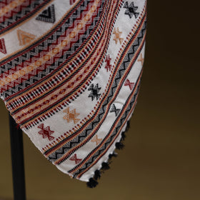 White - kutch handwoven acrylic wool shawl 157 - handcrafted