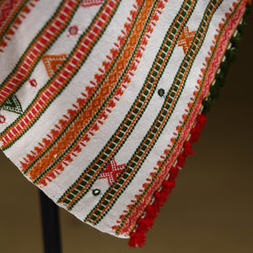 White - kutch bhujodi handwoven mirror work acrylic wool