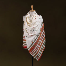 White - kutch bhujodi handwoven mirror work acrylic wool