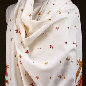 White - kutch bhujodi handwoven mirror work acrylic wool
