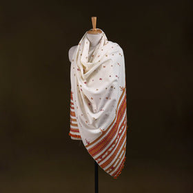 White - kutch bhujodi handwoven mirror work acrylic wool