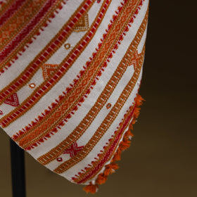 White - kutch bhujodi handwoven mirror work acrylic wool