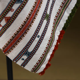 White - kutch bhujodi handwoven mirror work acrylic wool