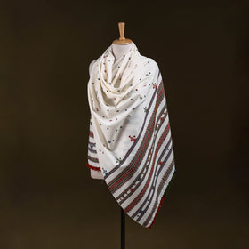 White - kutch bhujodi handwoven mirror work acrylic wool