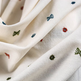 White - kutch bhujodi handwoven mirror work acrylic wool