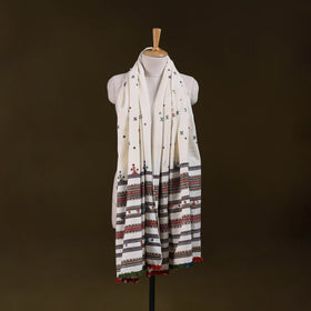 White - kutch bhujodi handwoven mirror work acrylic wool